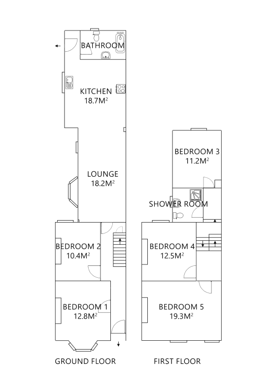 Floor plan for 5 Bed House - Brooklyn Street