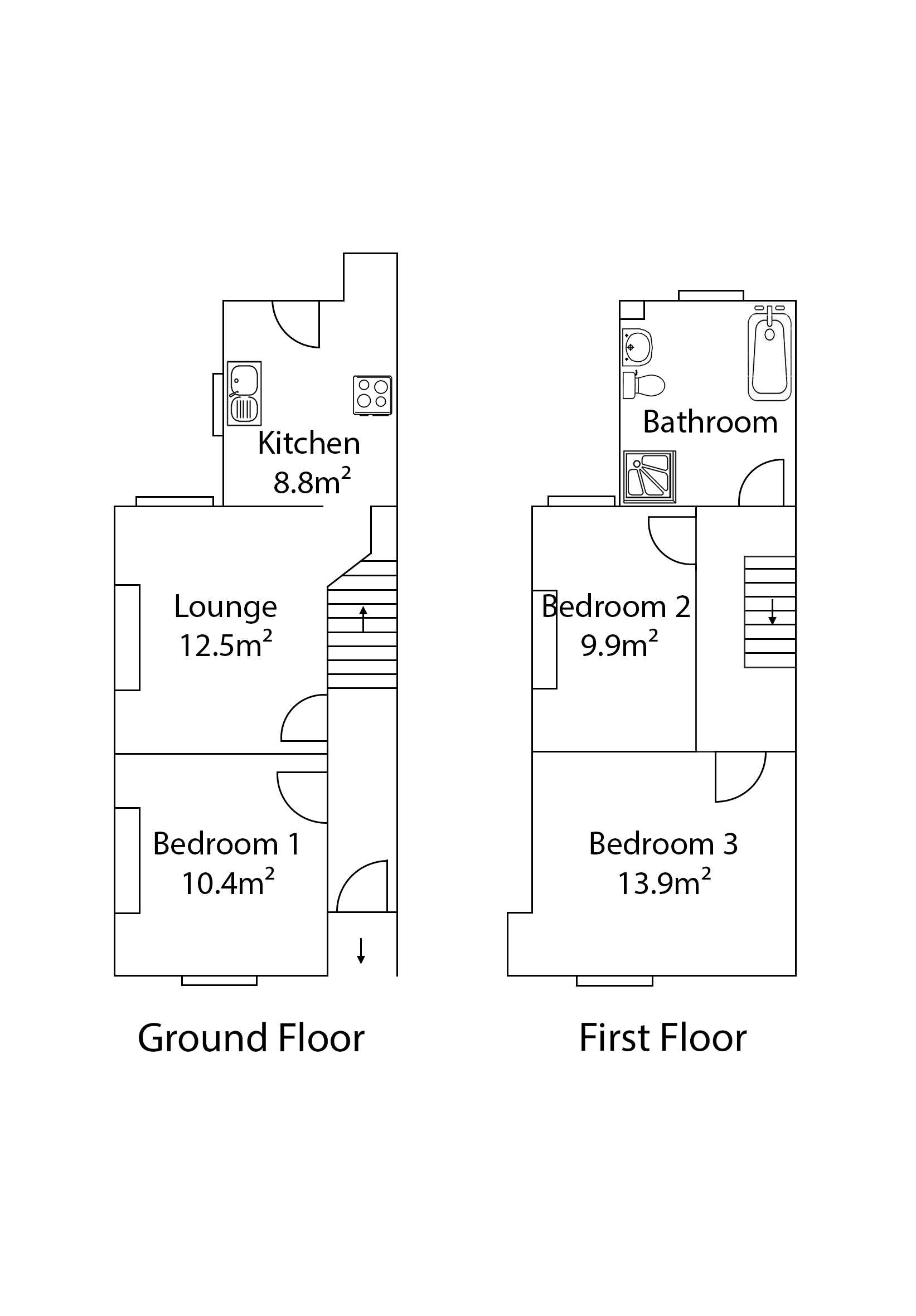 Floor plan for 3 Bed House - Blaydes Street
