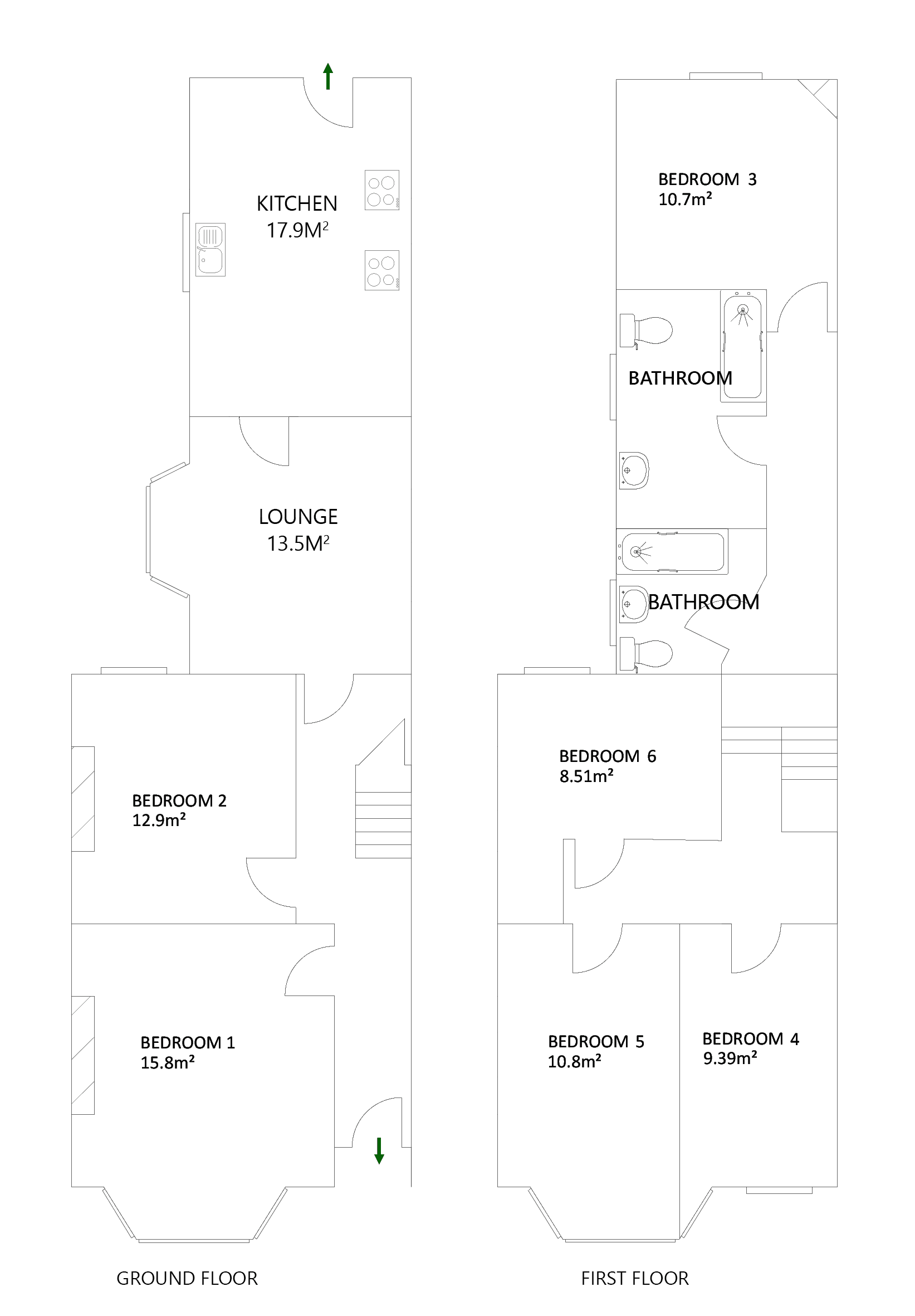 Floor plan for 6 Bed House - Beresford Avenue
