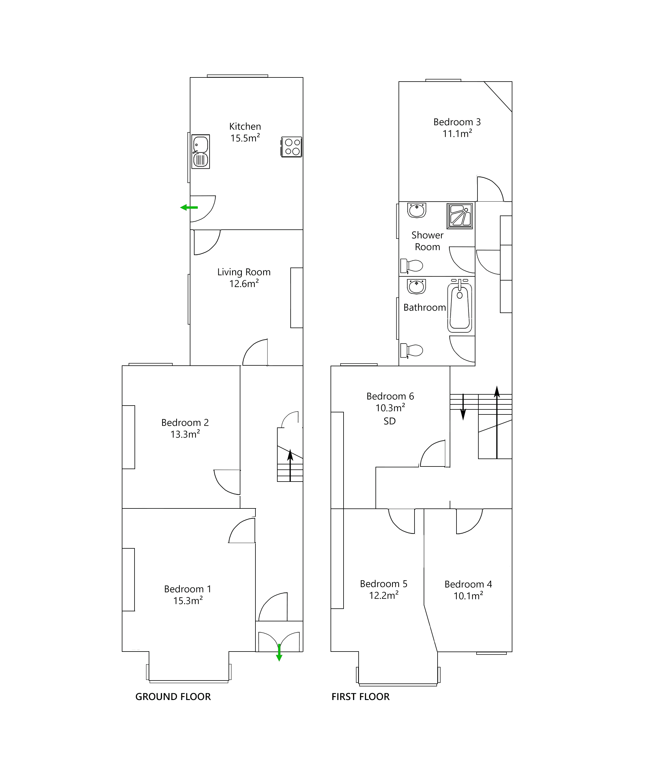 Floor plan for 6 Bed House - Beresford Avenue