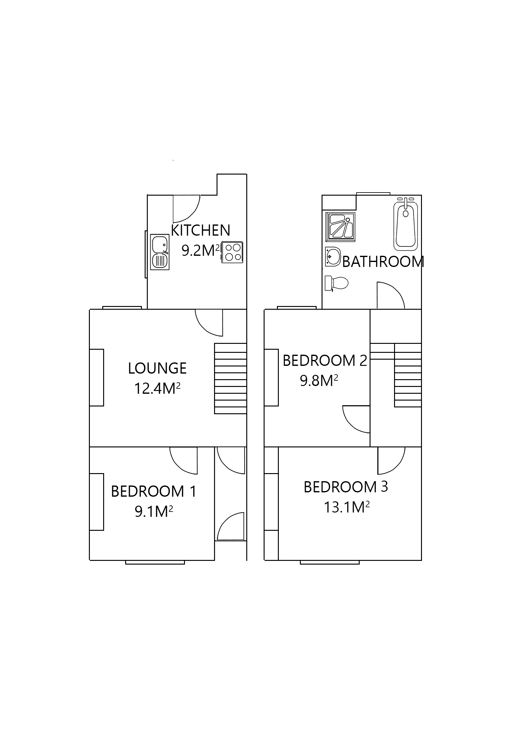 Floor plan for 3 Bed House - Haworth Street
