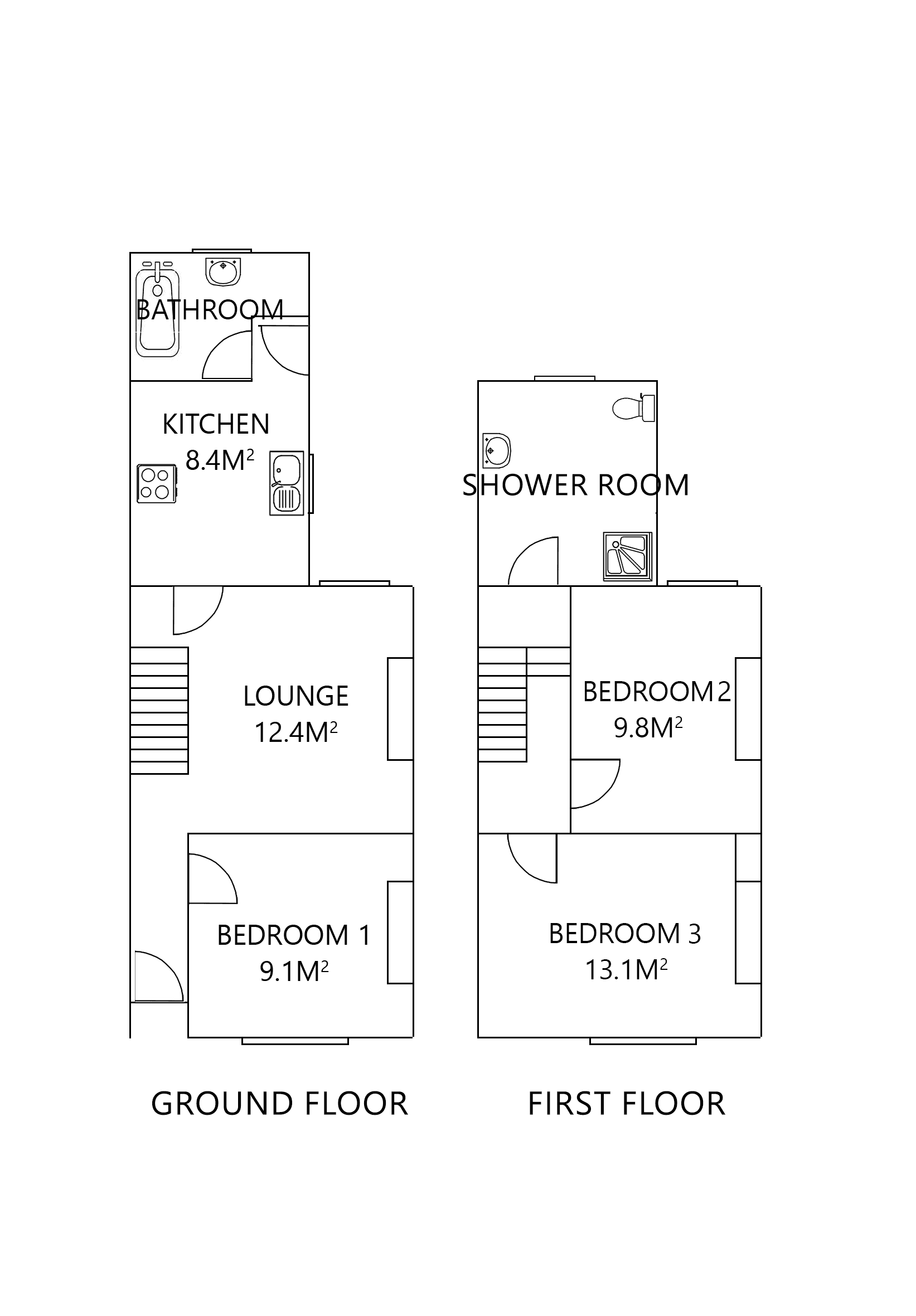 Floor plan for 3 Bed House - Haworth Street