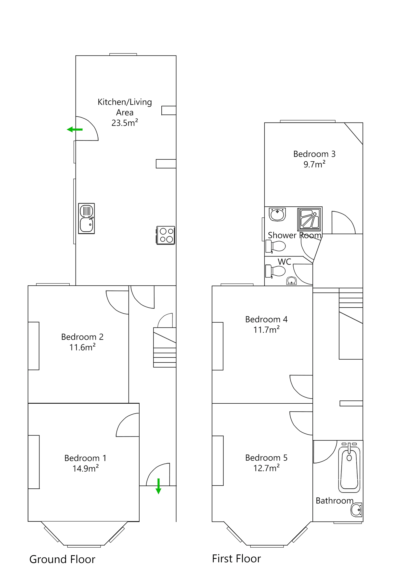 Floor plan for 5 Bed House - Auckland Avenue